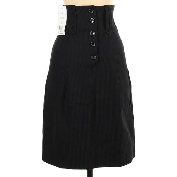Fitted Pinstripe Button High Waist Skirt sz 2 Y2k - Picture 5 of 5